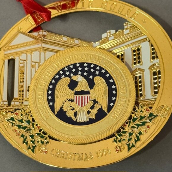 Vintage White House Christmas Ornament Millard Fillmore Figurine Holiday Gold US - Picture 2 of 3